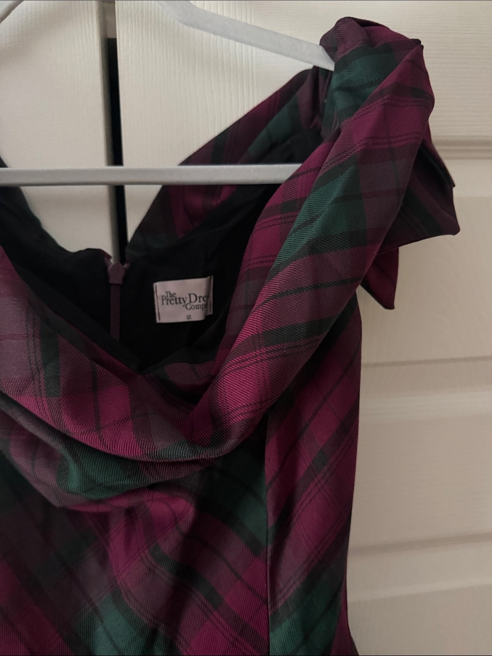 Plaid Magenta & Forest Green Fit-and-Flare Midi Dress - Picture 3 of 5